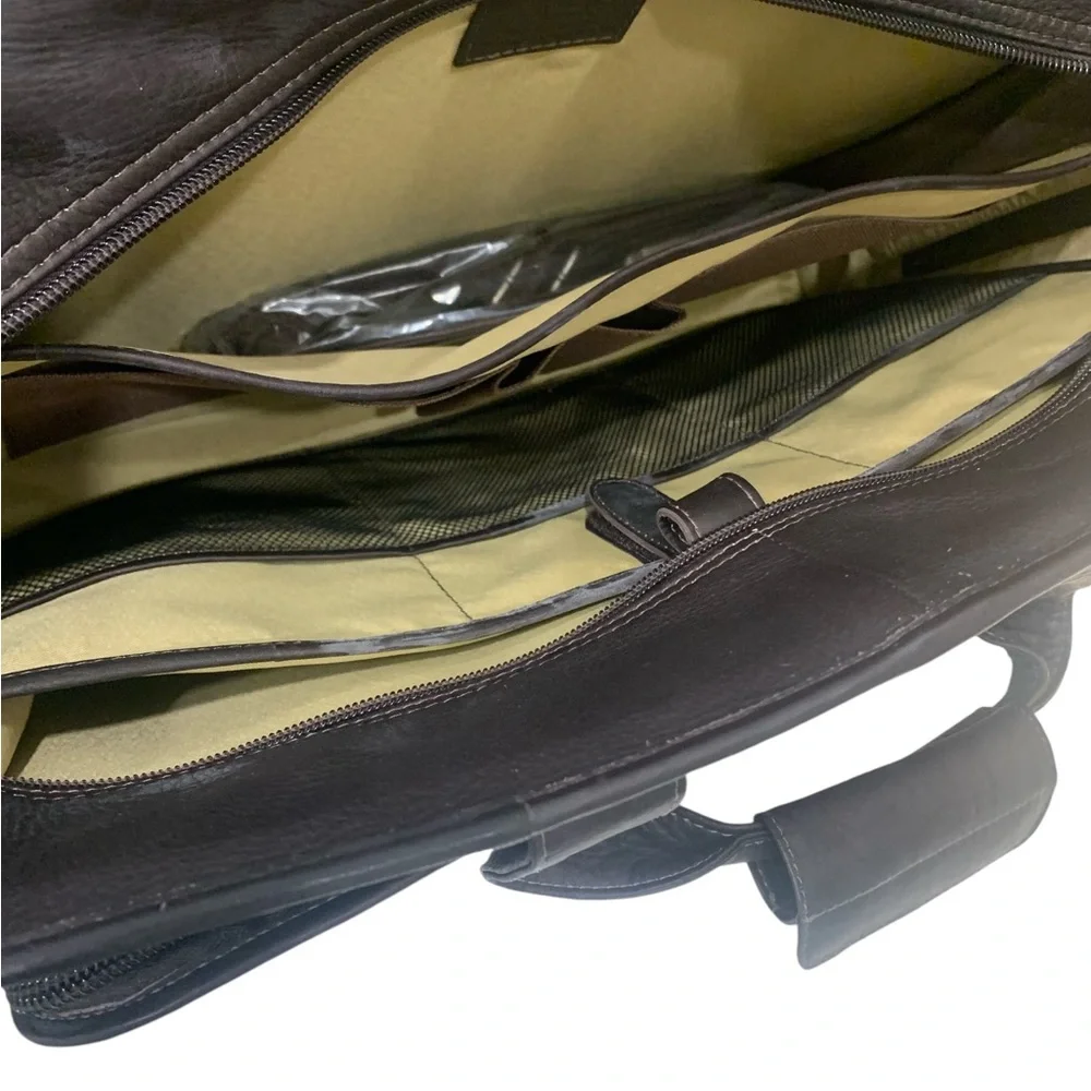 Piel Leather Briefcase  Dark Brown